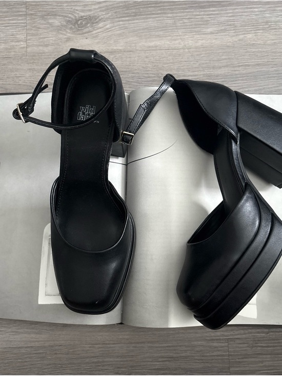 wild fable Shoes - wild fable Black Platform Ankle-Strap Block Heels